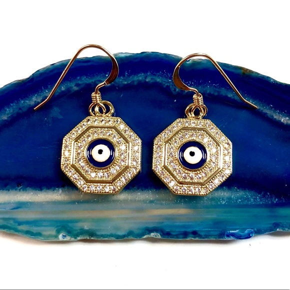 Evil Eye Earrings, Hamsa, Protection, Minimalist - Picture 6 of 12